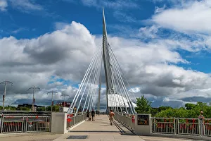 Pedestrians Prints: Esplanade Riel Footbridge, Peace Park, Winnipeg, Manitoba, Canada, North America