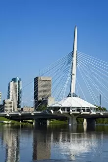 Esplanade Riel Pedestrian Bridge, Winnipeg, Manitoba, Canada, North America