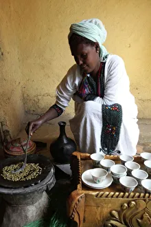 Portraits Prints: Ethiopian coffee ceremony, Lalibela, Wollo, Ethiopia, Africa