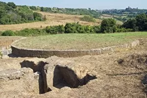 Images Dated 14th July 2010: Etruscan Necropolis of Ara del Tufo, Tumulus Tomb, Tuscania, Viterbo, Lazio