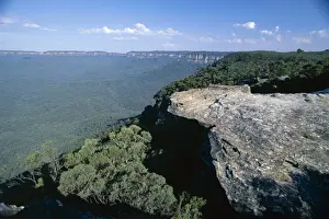 Eucalyptus Prints: Eucalyptus oil haze causes the blueness in the view from the limestone pavement across the Jamison Valley in the Blue