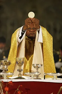 One Man Only Prints: Eucharist celebration in Amiens Cathedral, Somme, France, Europe