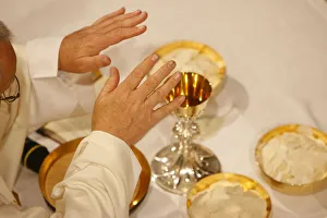 Caucasian Prints: Eucharist celebration, Haute-Savoie, France, Europe