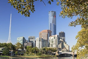 Melbourne Prints: Eureka Tower and Victorian Arts Centre along Yarra River, Melbourne, Victoria, Australia
