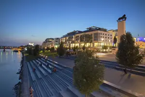 Slovakia Prints: Eurovea complex at dusk, Bratislava, Slovakia, Europe