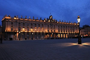 Flood Light Prints: Evening floodlit view of the Hotel de Ville