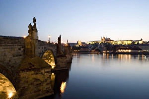 Czech Prints: Evening light, Charles Bridge, St. Vituss Cathedral in the distance