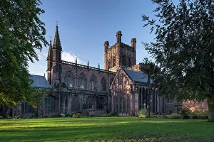 Chester Prints: Evening light on Chester Cathedral, Chester, Cheshire, England, United Kingdom, Europe