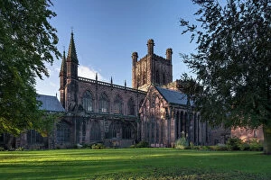 Cheshire Collection: Evening light on Chester Cathedral, Chester, Cheshire, England, United Kingdom, Europe