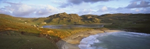 Images Dated 6th November 2008: Evening light on Dalbeg Beach with Loch Dalbeg behind, Dalbeg, Isle of Lewis
