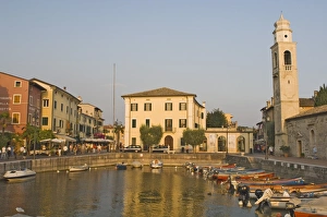 Italian Lake Prints: Evening light over the harbourside at Lazise
