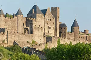 Protection Gallery: Evening light on the medieval city of La Cite, Carcassonne, UNESCO World Heritage Site