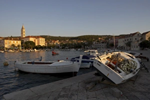 Evening light in Supetar, with fishing boats in foreground, Brac, Dalmatian Coast