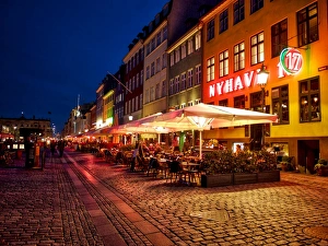 Nyhavn Prints: Evening at Nyhavn, Copenhagen, Denmark, Scandinavia, Europe