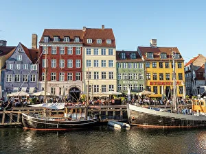 Reflective Prints: Evening at Nyhavn Harbour, Copenhagen, Denmark, Scandinavia, Europe