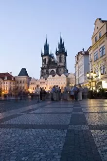 Evening, Old Town Square, Church of Our Lady before Tyn, Old Town, Prague