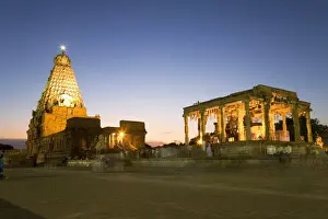 People In Background Prints: Evening pujas at the Bridhadishwara Temple (Bridhadeeshwara Temple) (Great Chola Temple) in Thanjavur (Tanjore)