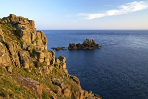 Lands End Prints: Evening sunshine on cliffs, Lands End, Cornwall, England, United Kingdom, Europe