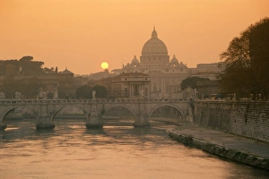 Evening, Vatican skyline and the River Tiber