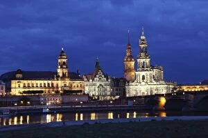Evening view of city skyline including Hofkirche (St. Trinity Cathedral)