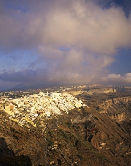Fira Prints: Evening view over Fira and the volcanic landscape