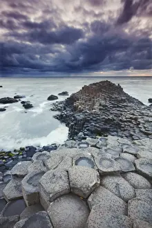 An evening view of the Giants Causeway, UNESCO World Heritage Site, County Antrim