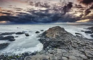 An evening view of the Giants Causeway, UNESCO World Heritage Site, County Antrim
