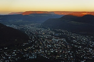 Swabian Alb Prints: Evening view of Lichtenstein village, Swabian Alb, Baden-Wurttemberg, Germany, Europe