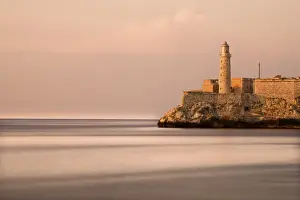 Cuban Prints: Evening view from The Malecon towards the Castillo de San Salvador de la Punta