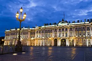 Palace Square Prints: Evening view of State Hermitage Museum (Winter Palace), UNESCO World Heritage Site, St