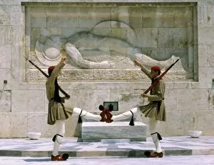 Greek Culture Gallery: Evzones guards in front of Greek Parliament building