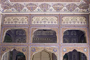 Rajput Prints: Example of the exquisite wall painting in the Sultan Mahal (hall)
