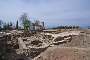 Ohrid Prints: Excavations at Ohrid by Lake Ohrid, UNESCO World Heritage Site, Macedonia, Europe