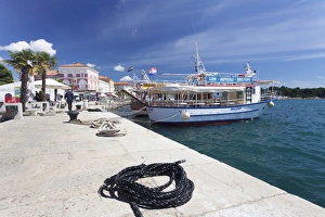 Porec Prints: Excursion boat at the promenade at the harbour of Porec, Istra, Croatia, Europe