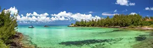 Bermuda Prints: Experience snorkeling at Whale Bone Bay with volcanic rock traces in the sandy bottom in Bermuda