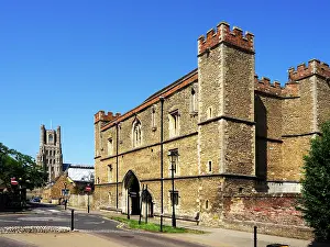 Educational Prints: Exploration of the historical Porta structure in Ely Cambridgeshire under clear blue sky