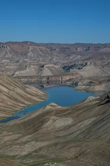 Geological Prints: Exploration of turquoise lake in Band-e-Amir National Park in Afghanistan's natural landscape