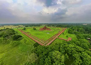 Meditation Prints: Explore the ancient site of Somapura Mahavihara with aerial view revealing the ruins