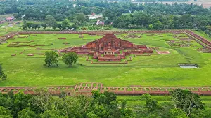 Legacy Prints: Explore the ancient site of Somapura Mahavihara in Paharpur Bangladesh from above with a clear view of the ruins