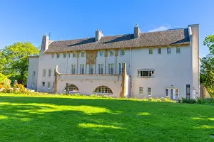 Lawn Prints: Explore House for an Art Lover designed by Charles Rennie Mackintosh in Bellahouston Park in Glasgow in United Kingdom