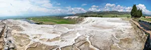 Terraces Prints: Explore Pamukkale and Hierapolis with white travertines in Denizli