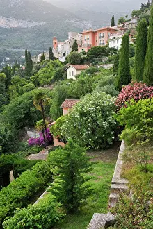 Slopes Prints: Explore perched village of Roquebrune-Cap-Martin in the scenic Alpes-Maritimes region of France with its colorful