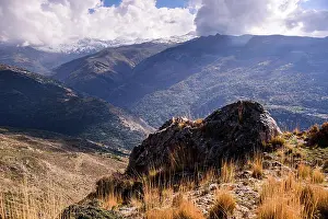 Granada Prints: Explore rocky ridges and peaks in Sierra Nevada National Park above Guejar Sierra in Granada province Spain
