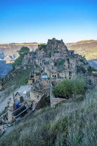 Hilltop Prints: Exploring the abandoned village of Gamsutl in Dagestan with ruins and natural landscape