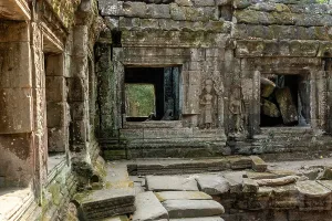Southeast Prints: Exploring the ancient structures and carvings at Ta Prohm Temple in Cambodia near Siem Reap