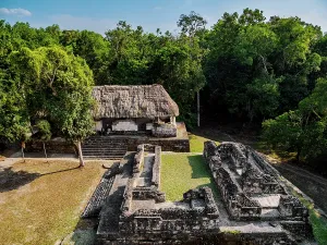 Excavation Prints: Exploring ancient structures at North Acropolis in Yaxha archaeological site in Guatemala