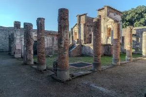 Columns Prints: Exploring ancient structures in the ruins of Pompei located in Naples district of Campania