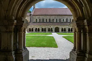 Visitors Prints: Exploring the architecture of Abbey of Fontenay in France with unique stone arches and green lawns