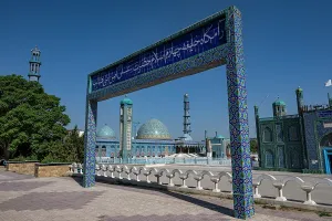 Domes Prints: Exploring the blue mosque in Mazar-e-Sharif and its architectural features on a sunny day