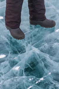 Conditions Prints: Exploring the ice road over the frozen Great Slave Lake in Northwest Territories Canada during winter activities